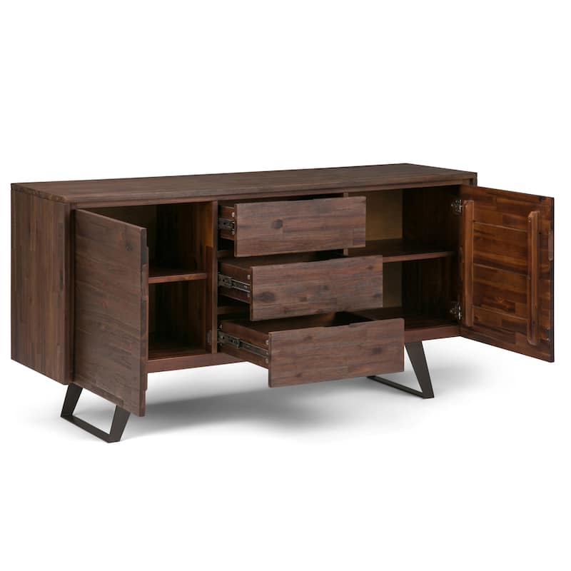 WYNDENHALL Mitchell Metal 60 inch Wide Rectangle Modern Industrial Sideboard Buffet in OAK WOOD - 60'' x 17'' x 30