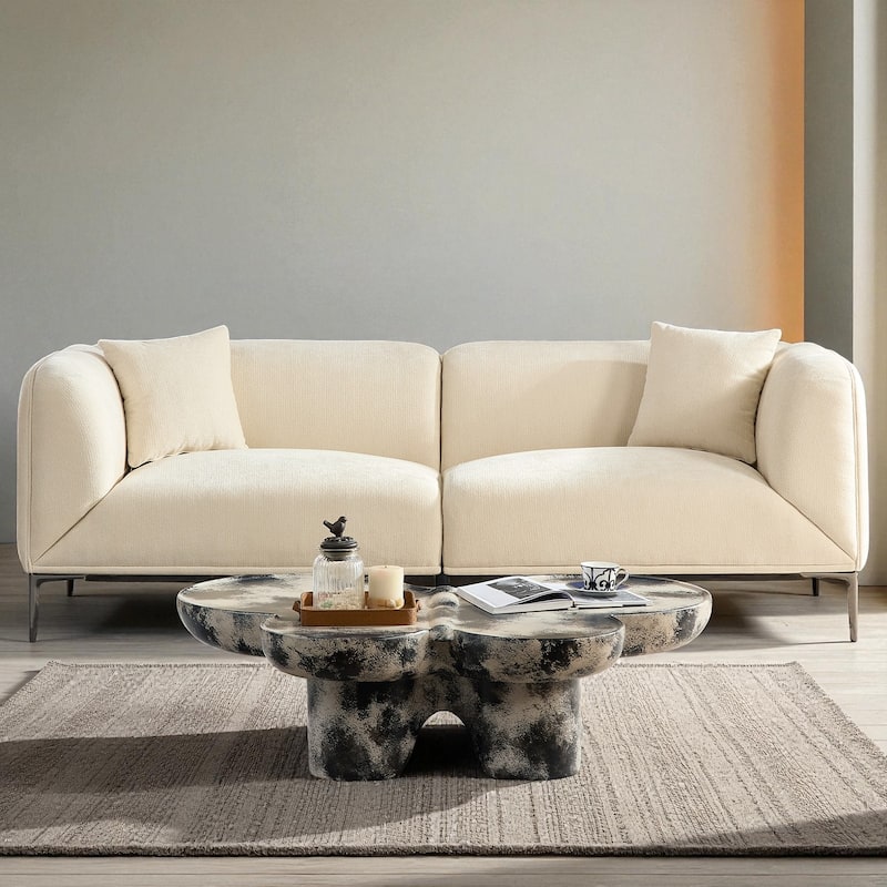 82.6" Modern Curved Boucle Sofa, Thick Cushions & Solid Wood Frame, Cozy Living Room Couch for Reading & Movie Nights