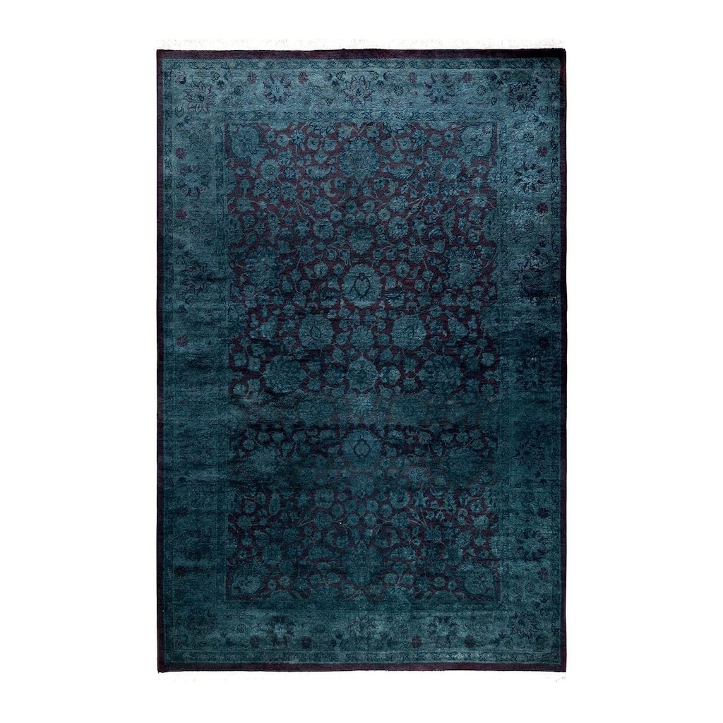Fine Vibrance One-of-a-Kind Hand-Knotted Area Rug - Gray, 4' 2" x 6' 4" - 4' 2" x 6' 4"