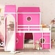 preview thumbnail 2 of 24, Full Bunk Bed with Slide, Tent & Tower - Fun & Safe for Kids Pink