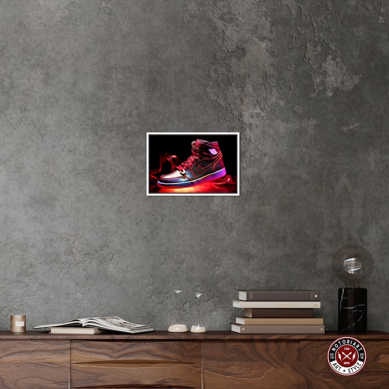 Notoriart Flaming Hot Sneaker Ii Framed Sneaker 1 Piece Canvas Wall Art