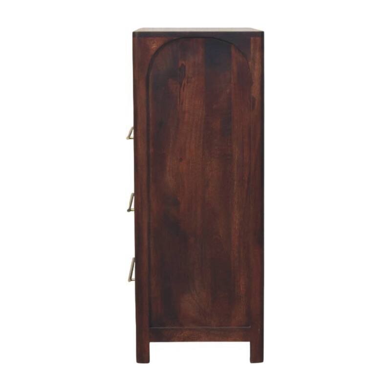 Artisan Furniture Solid Wood Arched Edge 3 Drawer Chest Brown