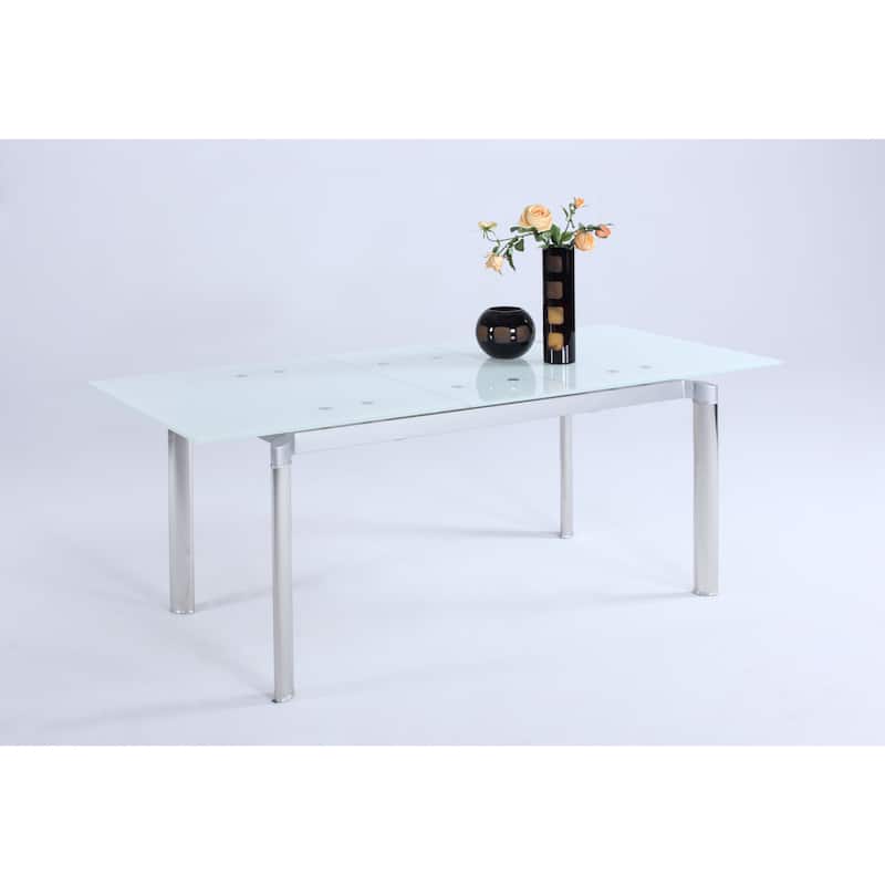 Somette Tatiana Starphire Glass Dining Table with Pop-Up Extension