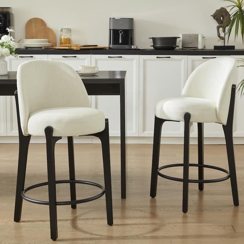 set of 4 Upholstered Counter Height Bar Stools - Set of 2 - Beige
