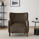 preview thumbnail 3 of 33, Christopher Knight Home - Parmelee Upholstered Wingback Club Chair with Plush Velvet and Solid Wood Legs Dark Brown + Teak