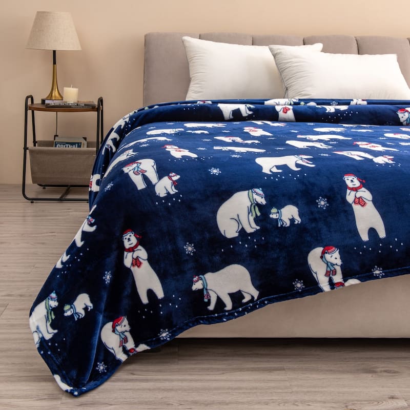 Luxurious Velvet Plush Fleece Holiday Printed Throw Blanket