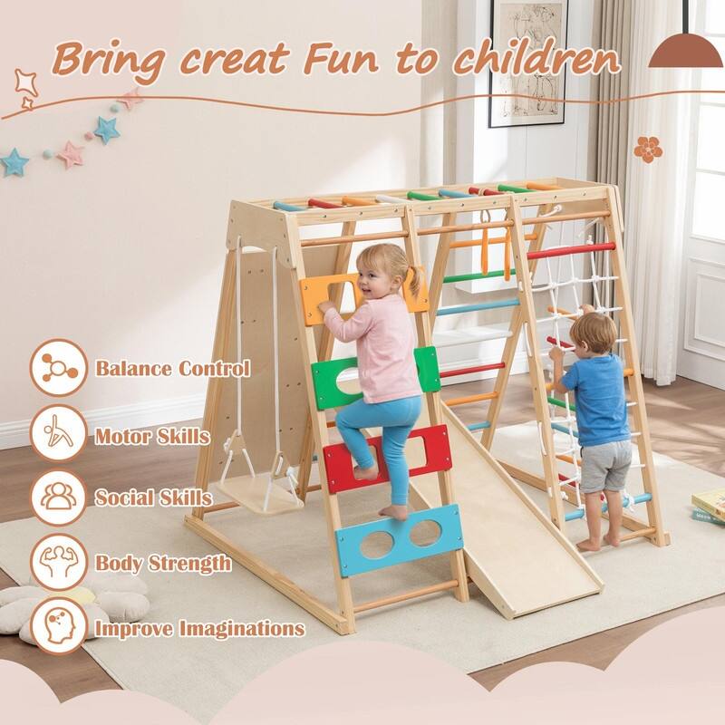 2-in-1 Slide & Climb Set: 9-in-1 Outdoor Playset for Motor Skills Development, Fun & Safe Play