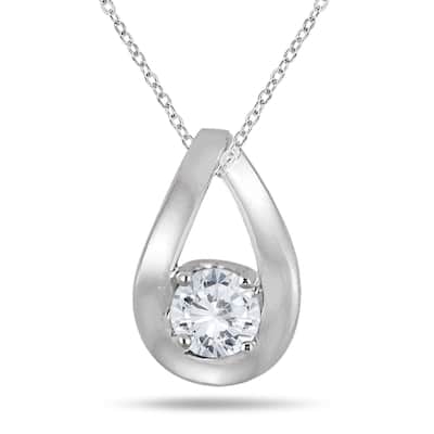 Marquee 1/2 Carat Tear Drop Diamond Solitaire Pendant in 10K White Gold