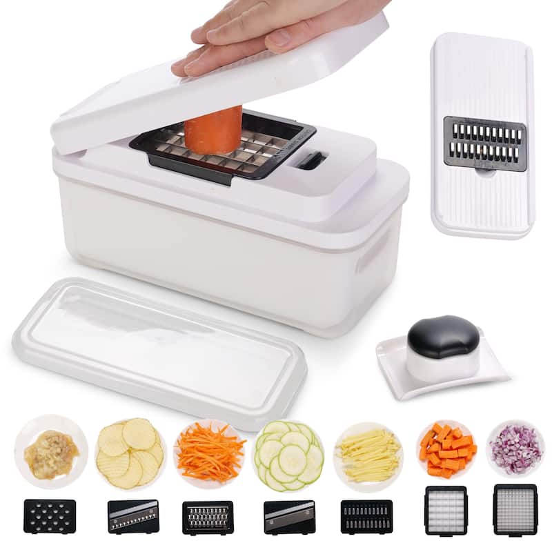 Cheer Collection Vegetable Slicer Chopper With 7 Blades And Container - 7 Blade