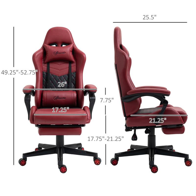 Racing Gaming Chair Diamond Office Gamer Chair High Back Swivel Recliner with Footrest,Lumbar Support,Adjustable Height