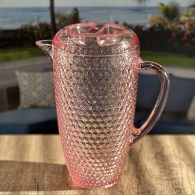 2.5 Quarts Water Pitcher with Lid, Diamond Cut Unbreakable Plastic Pitcher, Drink Pitcher, Juice Pitcher with Spout BPA Free