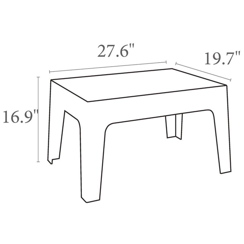 27.5" Gray Stackable Outdoor Patio Coffee Table