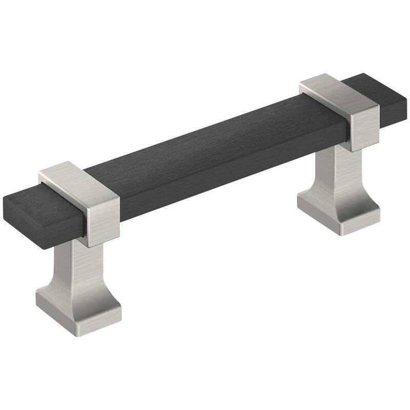 Amerock BP37080 Overton 3" Center to Center Bar Cabinet Pull - Brushed Matte Black / Satin Nickel