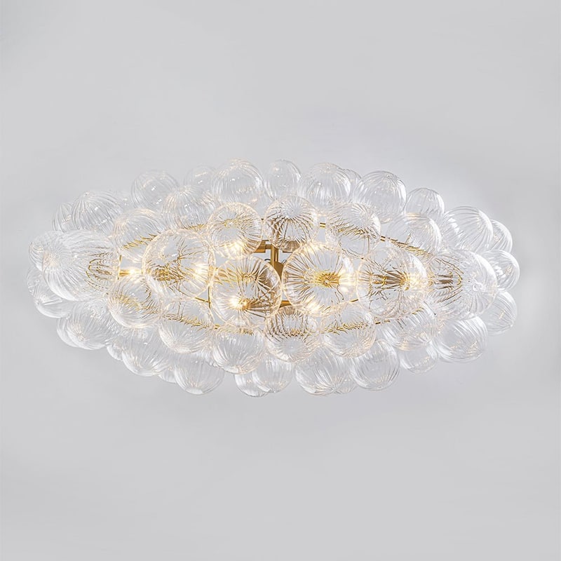 Glam 6-Light Waxing Crescent Striped Glass Cluster Bubble Chandelier - 47.2 in