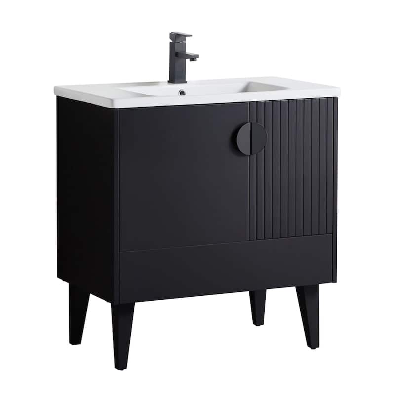 Fine Furniture Venezian Collection Single Bathroom Vanity Set - 30 Inch - Black - Black