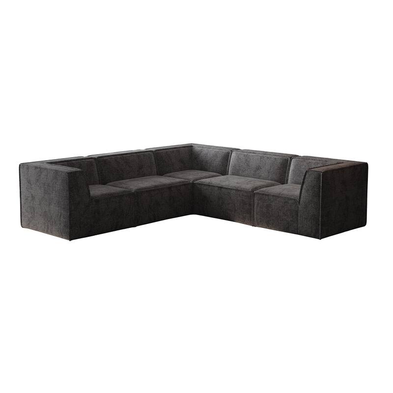 L Shape Sectional Sofa 5pc Loveseat Sofa Chenille Modular Sleep Couch Bed for Livingroom Recliner Sofa Floor Upholstered Daybed