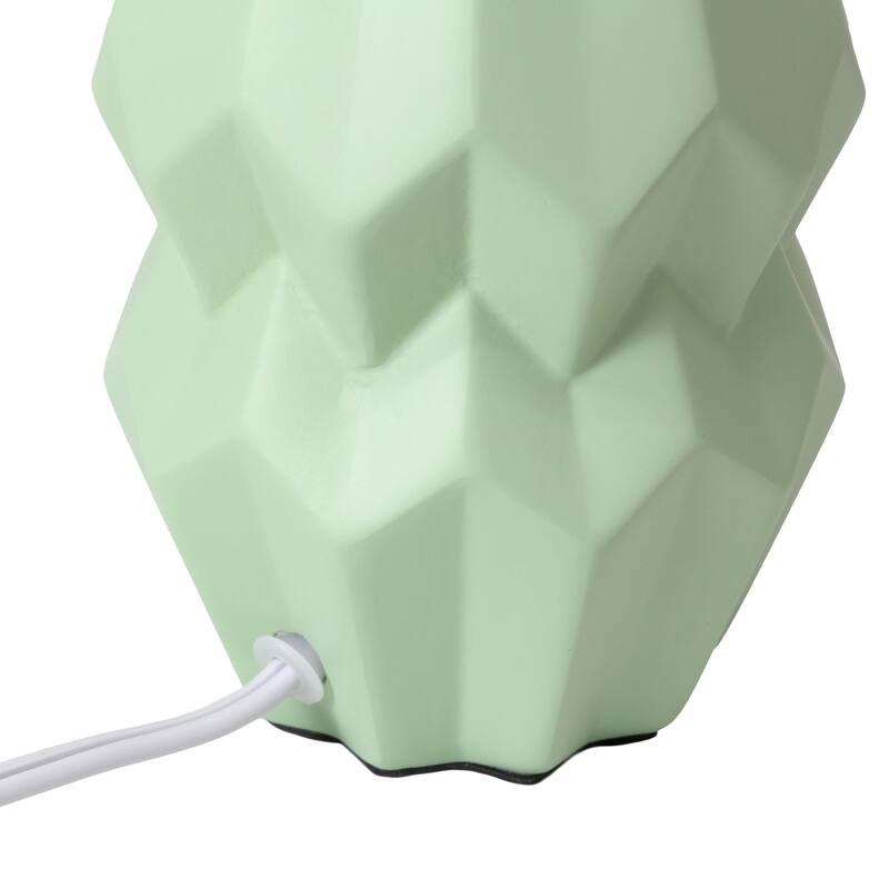 Ceramic Geometric Table Lamp with Fabric Shade for Bedroom - 6 x 6 x 13 in. (L x W x H)