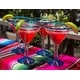 preview thumbnail 4 of 4, Dos Suenos Mexican Hand Blown Glass - Set of 4 Hand Blown Modern Margarita Glasses - Aqua Rim (12 oz)