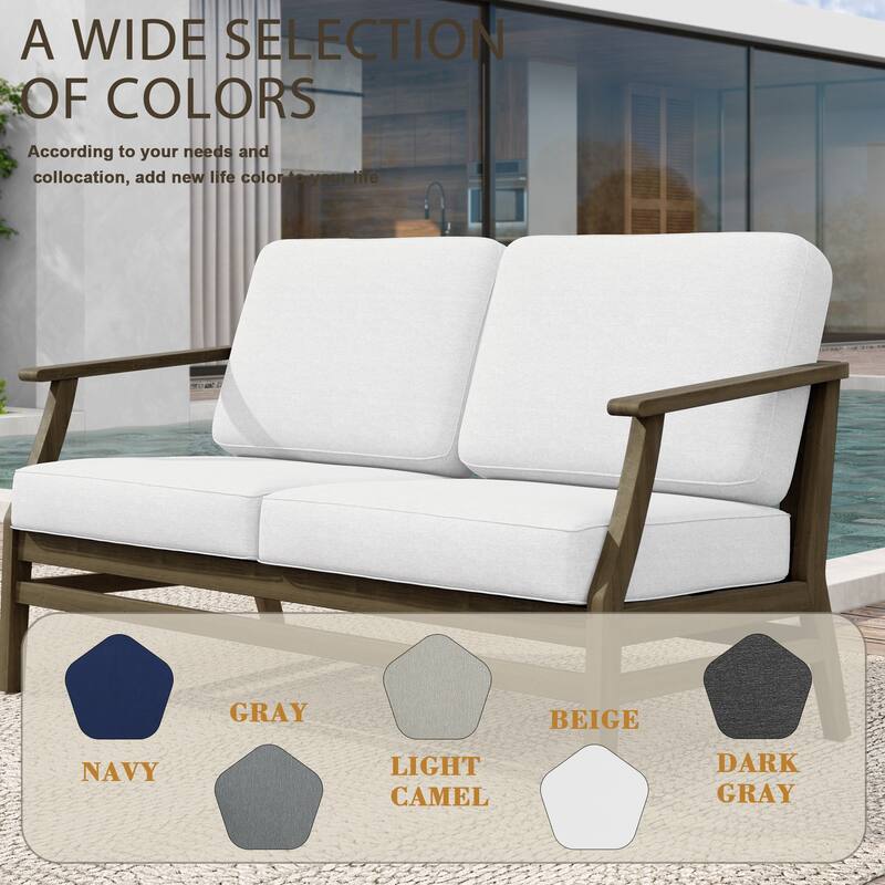 Patio Teak Wood Outdoor Loveseat Sofa with Cushions