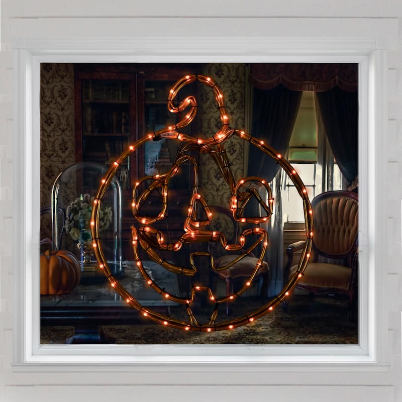 18" Pumpkin 4 Function Controller Window Silhouette Halloween Decor
