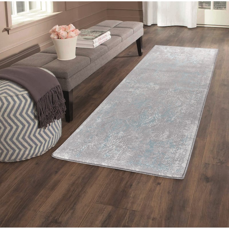 Maz Collection Distressed Abstract Area Rug