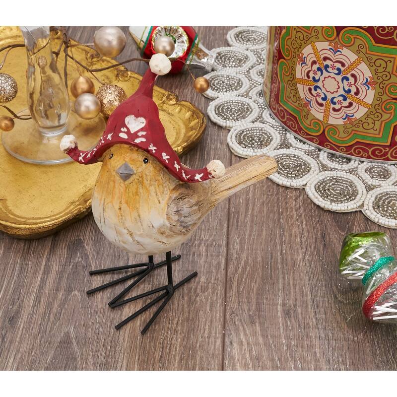 Standing Bird with Winter Hat Home Accent - 6"
