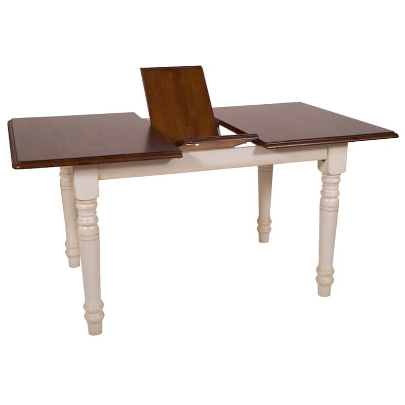 Distressed Rectangular Wood Dining Table - 60" - Antique White and Brown