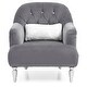 preview thumbnail 1 of 3, Tufted Upholstered Jeweled Velvet Accent Chair with Throw Pillow - 37" - Gray