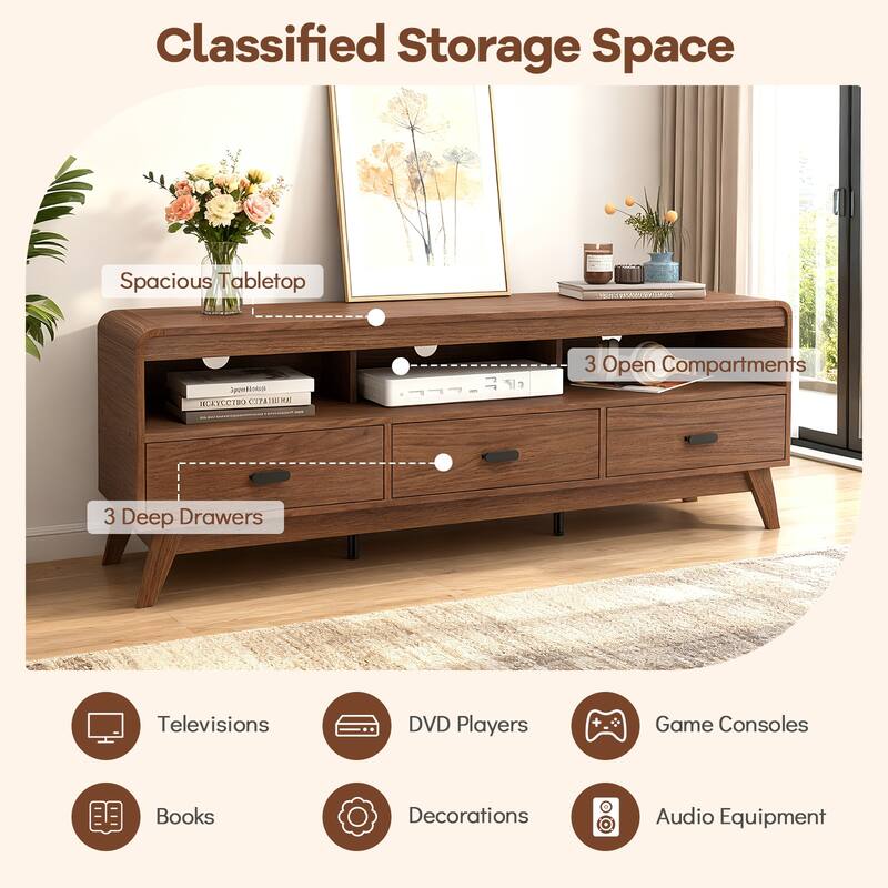 Gymax TV Stand for TVs up to 70'' Mid Century Modern Entertainment