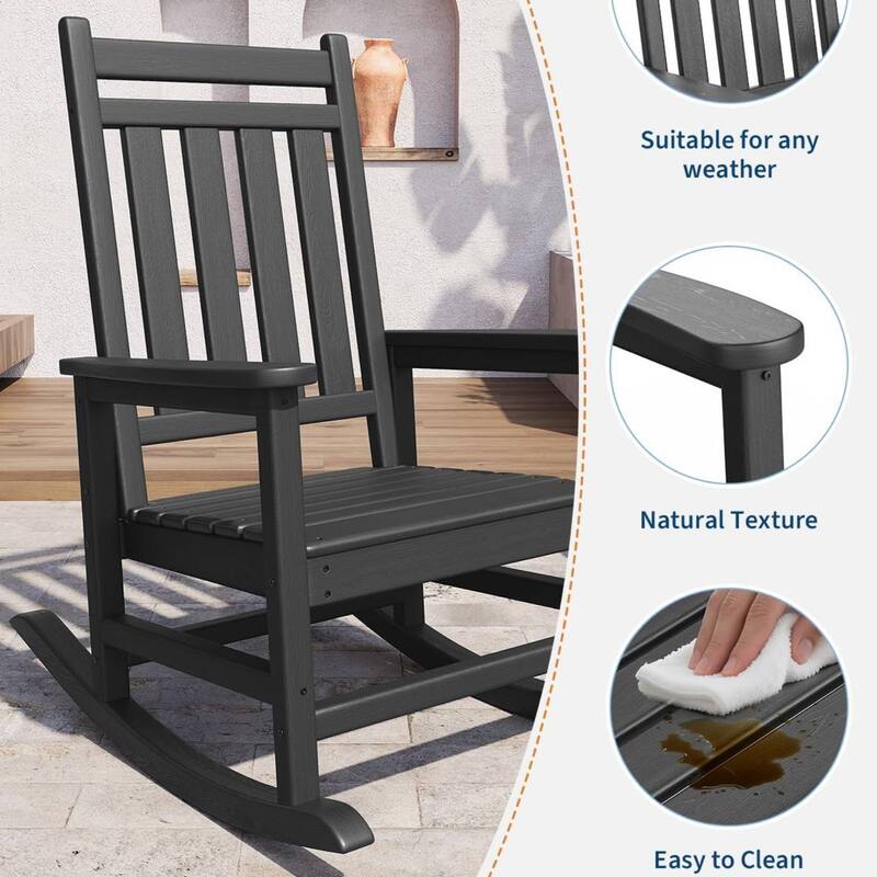Outdoor All Weather Resistant Rocking Chair for Patio, Porch - N/A
