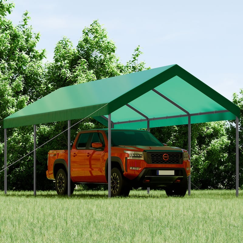 Futzca 10x20ft Heavy Duty Carport with UV Resistant Canopy - N/A - Green