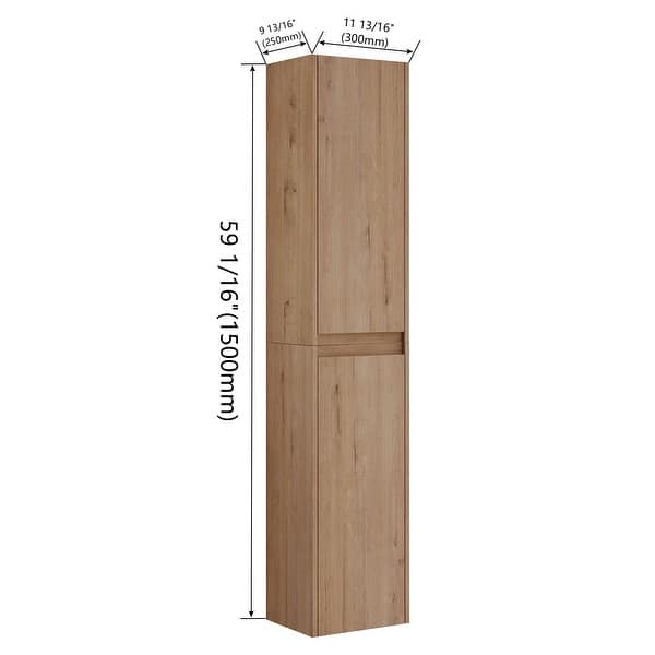 GDFStudio 12" Bathroom Wall-Mounted Side Cabinet with Soft Close Doors - 11.81" x 9.81" x 59.00"