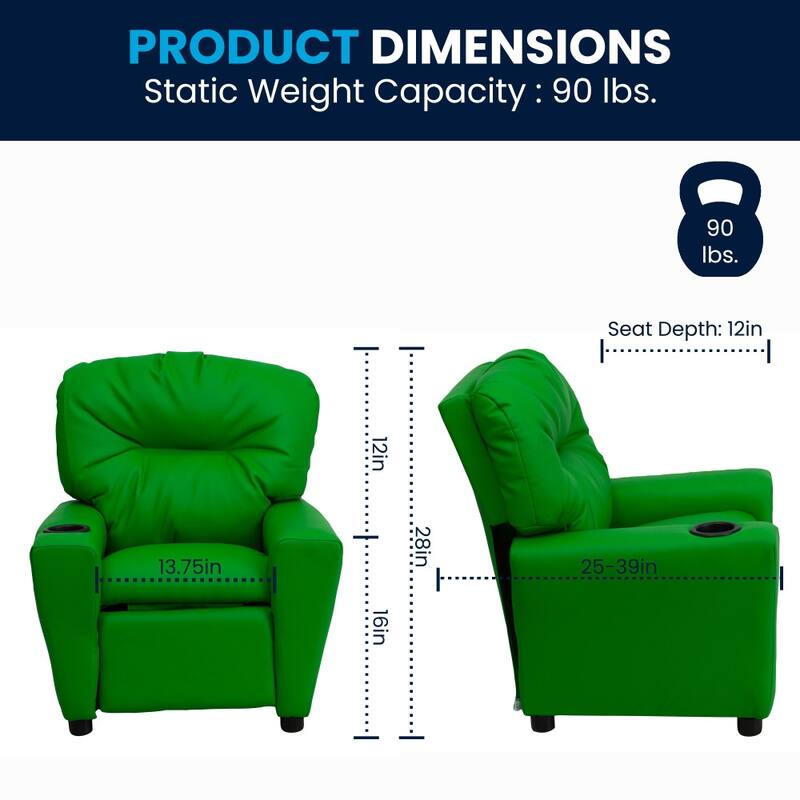 Contemporary Kids Recliner with Cup Holder