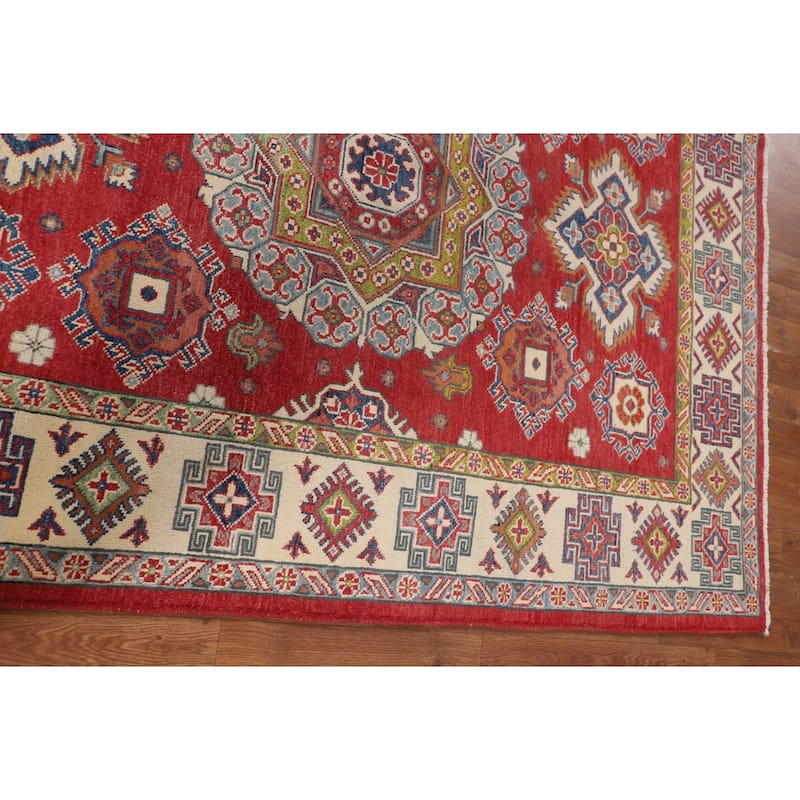Kazak Oriental Area Rug Handmade Red Wool Carpet - 5'0" x 6'7"