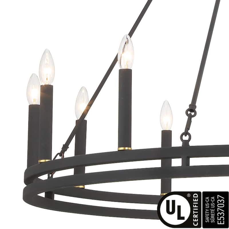 Acroma 12-light 40In Farmhouse Updated Wagon Wheel Chandelier Candle Lighting