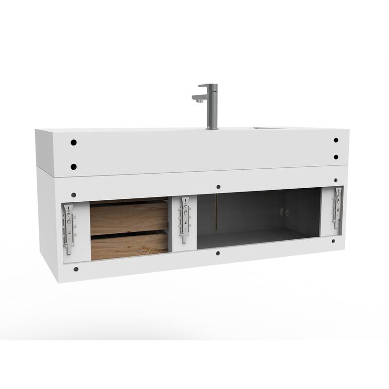 Nile 48" Wall Mounted Bathroom Vanity Set w/ White Top
