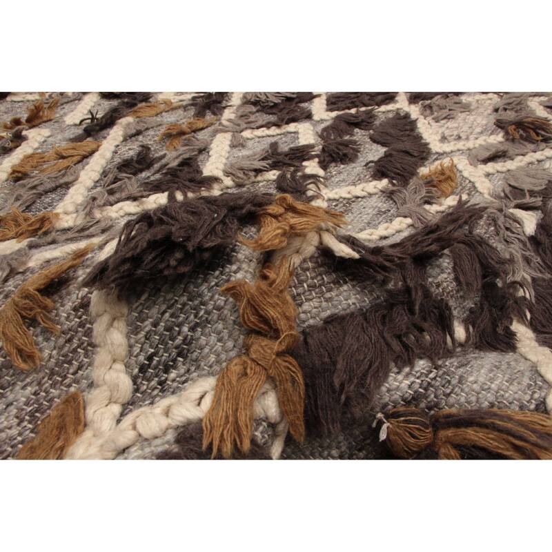 ECARPETGALLERY Braid weave Sienna Grey Wool Rug - 5'7 x 7'3