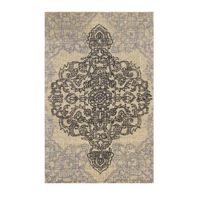Ivory Hand-Tufted Wool Bohemian Medallion Rug, 8'9 x 11'9, Colorful Artistic Design - L