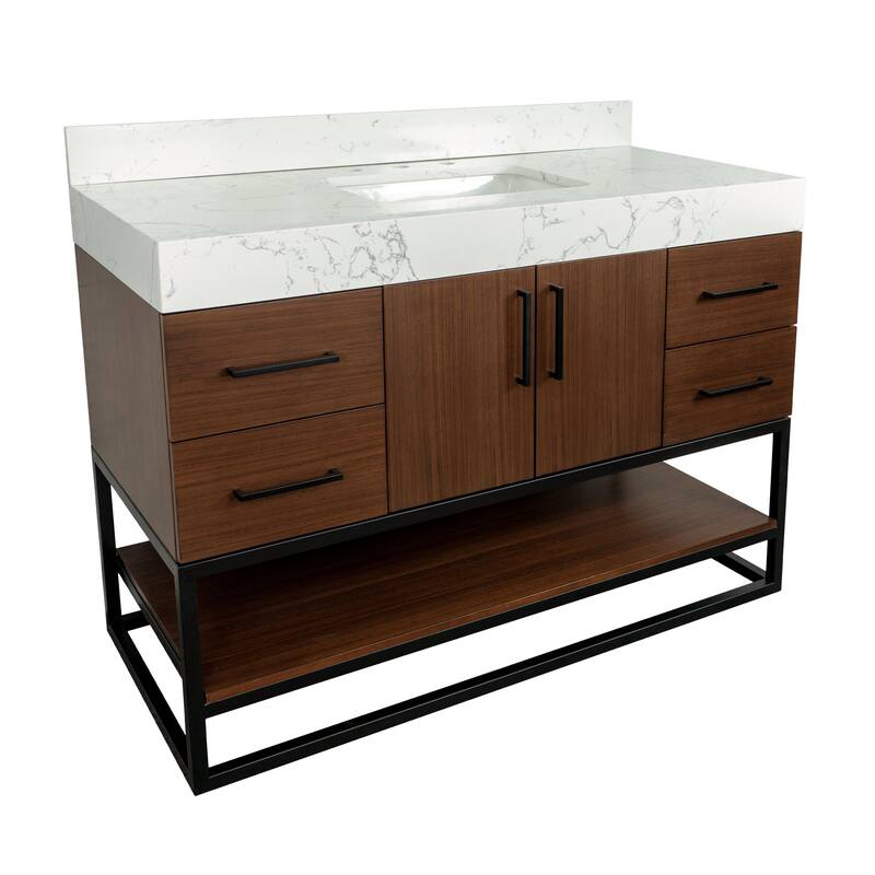 KitchenBathCollection Ellis 48" Bathroom Vanity with Engineered Marble Top