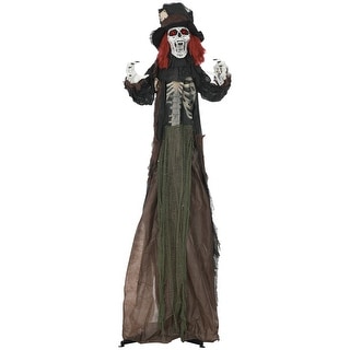 6' Life Size Outdoor Halloween Sound and Motion Activated Animatronic Zombie with Skeleton Chest and Scary Sharp Teeth
