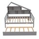 preview thumbnail 8 of 11, Roof Design Storage Platform Bed Full Size Daybed with Trundle Bed and Open Storage Shelves, Pine Wood Frame Sofa Bed, Gray