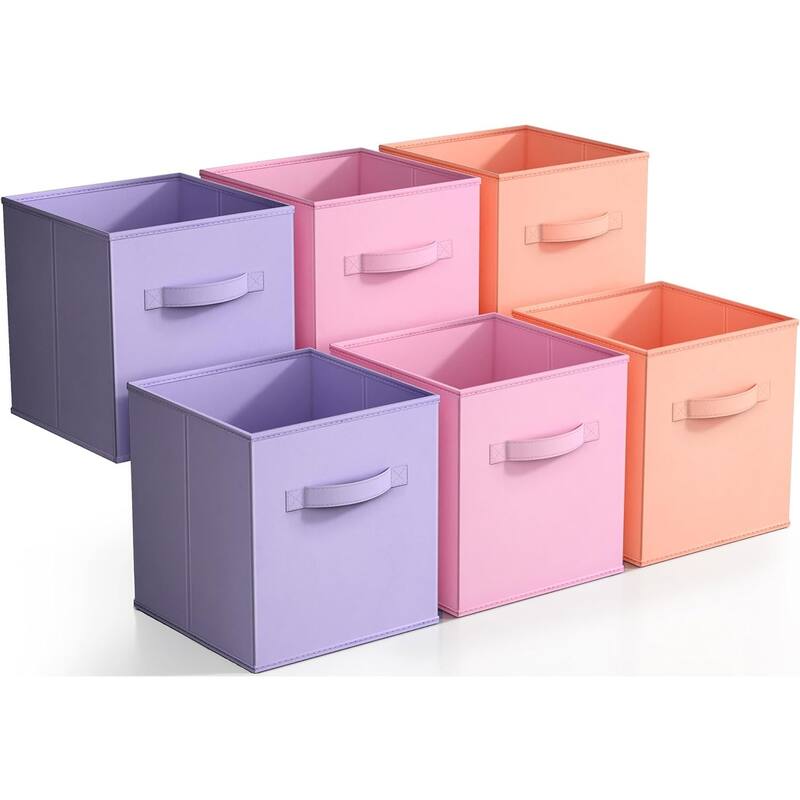 Home Storage Bundle - Foldable Pastel Drawer and Closet Bins, Lightweight Organization Solutions (6 Pack) - OPP