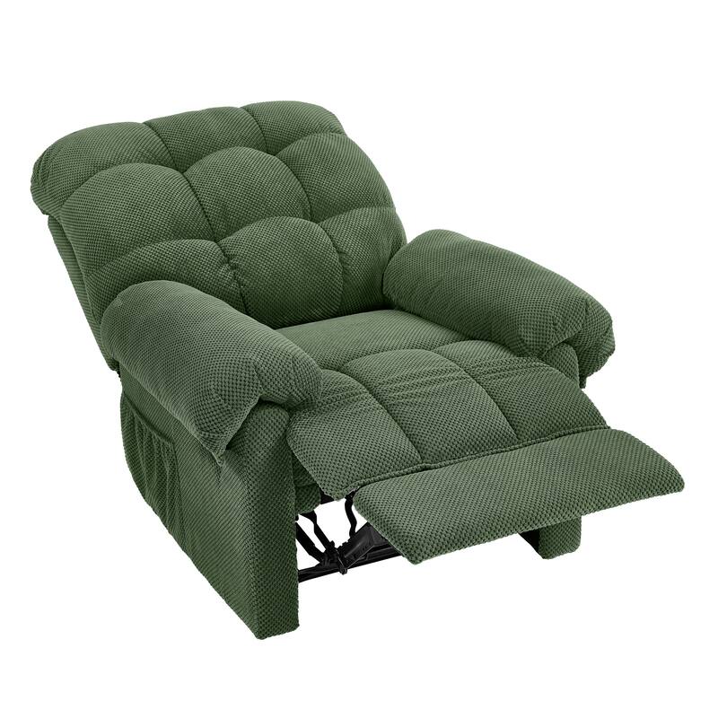 Recliner Chair, Overstuffed Armchair, Manual Recliner, Padded Footrest, Ergonomic Lounge Chair, Soft Fabric Recliner