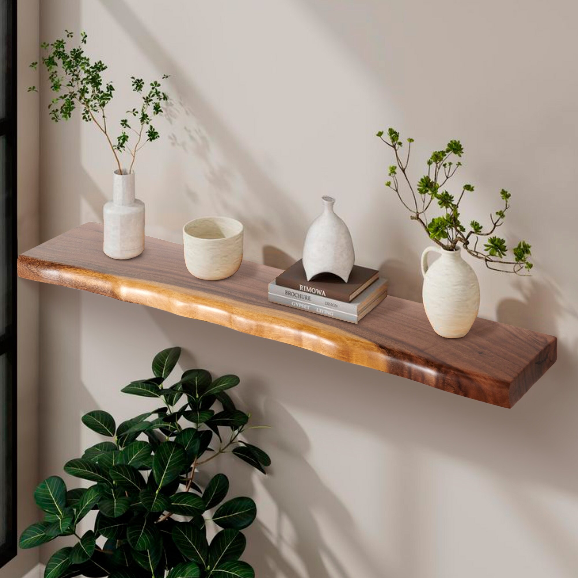 Acacia Wood Shelf with Live Edge - On Sale - Overstock - 43007494