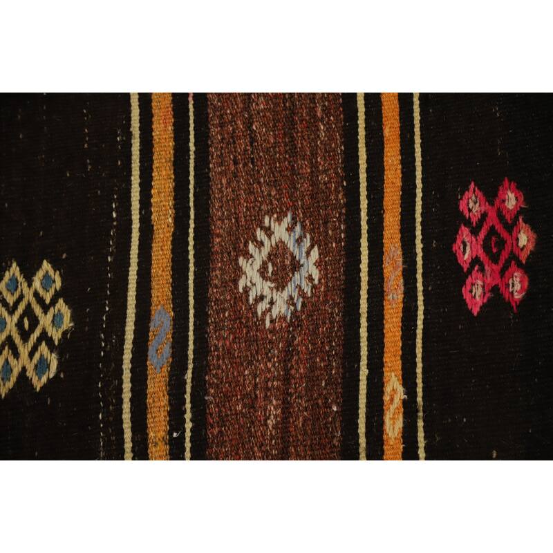 Hand Woven Oriental 100% Wool Carpet Southwestern Tribal Multi-Colored Kilim Runner Rug - 12' 5'' X 4' 3''