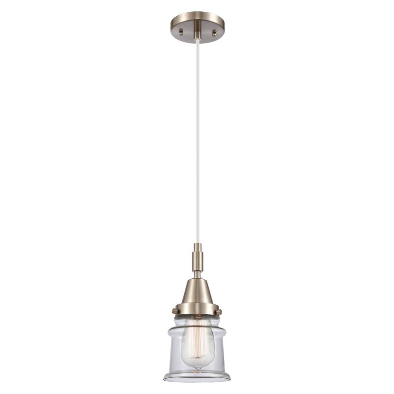 Innovations Lighting Downtown Urban - Caden Canton - 1 Light 5" Cord Hung Mini Pendant - Clear Shade/Brushed Satin Nickel