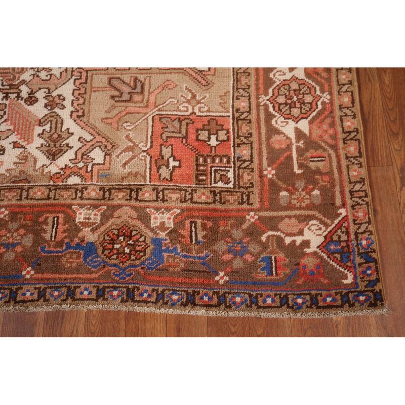 Geometric Heriz Persian Vintage Wool Carpet - 6'6"x 9'6"