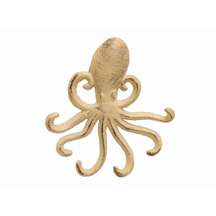 Aged White Cast Iron Wall Mounted Decorative Octopus Hooks - 7