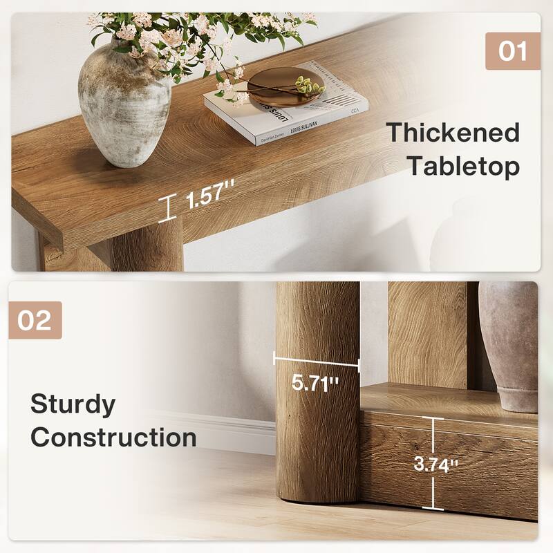 63 Inch Entryway Console Table, 2-Tier Sofa Table Behind the Couch