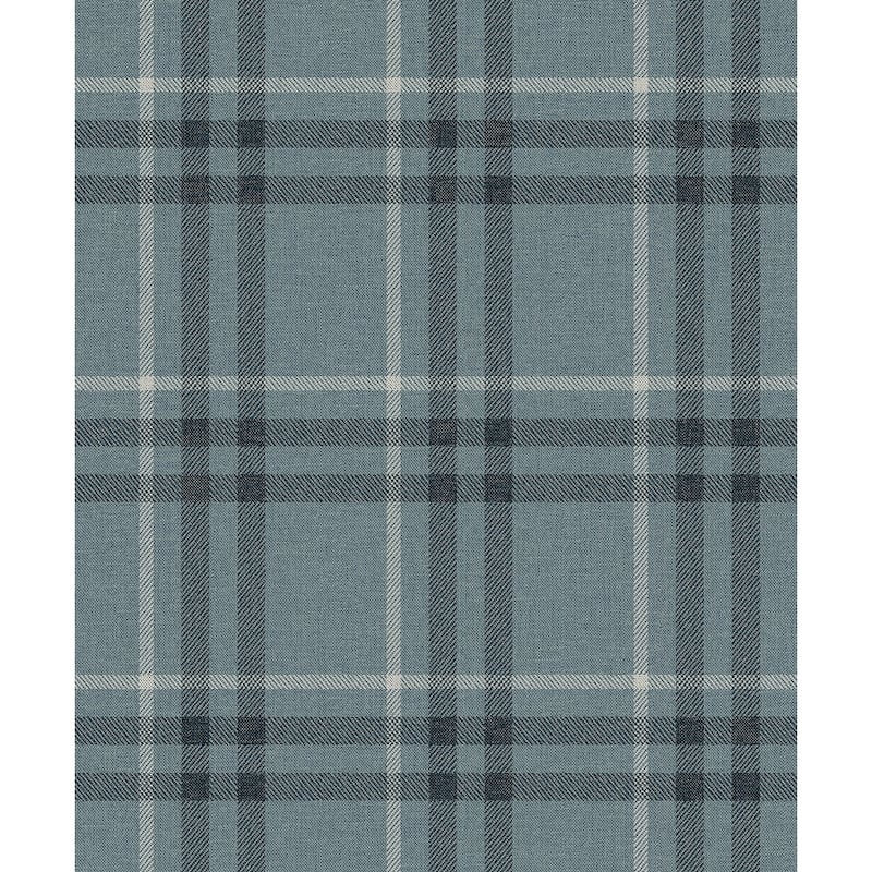 Seabrook Designs Calverlay Plaid Prepasted Wallpaper - 20.9 in W x 33 ft. L - Light Blue